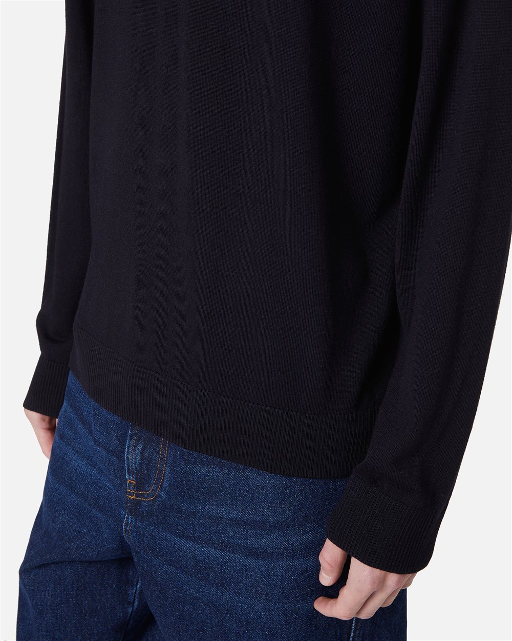 Classic blue polo in extra-fine merino with custom embroidery - Iceberg - Official Website