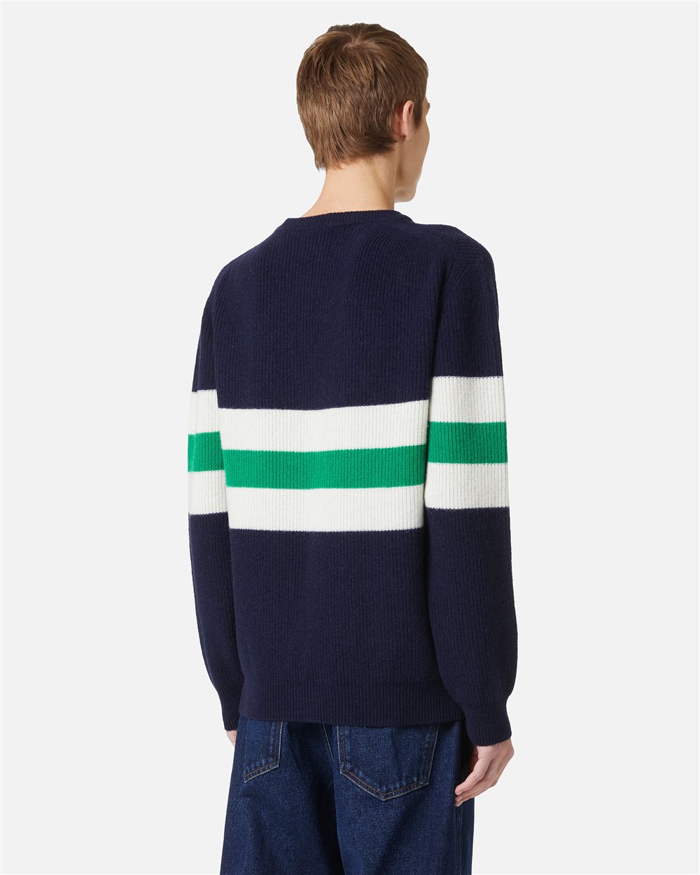 Multicolor Crewneck Sweater in Lambswool Corn Stitch - Iceberg - Official Website