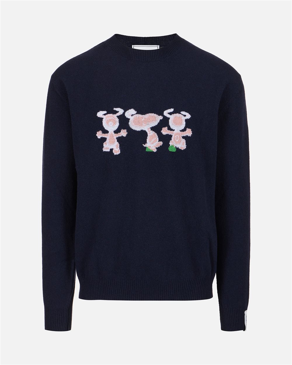Crewneck sweater new regular fit in dark blue extrafine merino - Iceberg - Official Website
