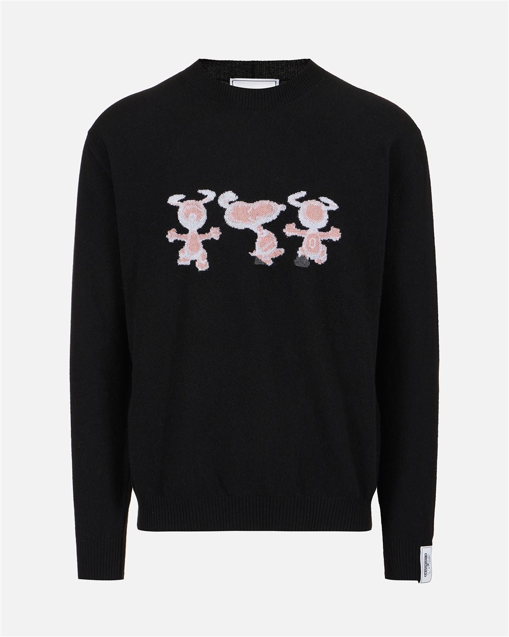 New regular fit crew neck sweater in black extra-fine merino - Iceberg - Official Website