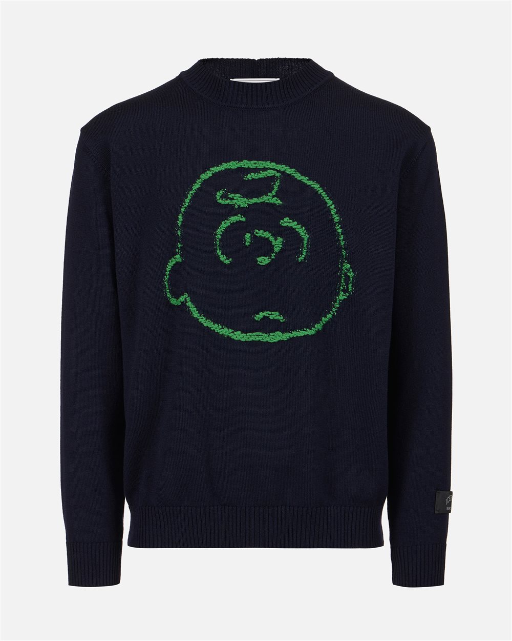 New regular fit crew neck sweater in classic blue extra-fine merino wool - Iceberg - Official Website