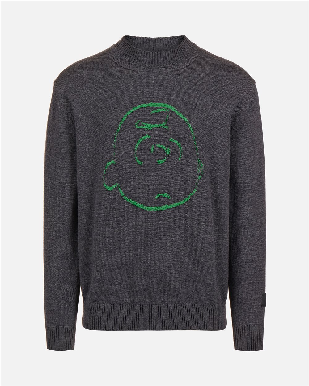 Crewneck sweater new regular fit in merino wool extrafine anthracite melange - Iceberg - Official Website