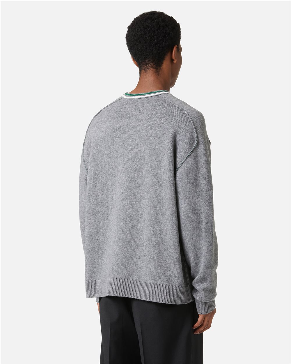 Crewneck sweater new regular fit in light grey extrafine merino wool - Iceberg - Official Website