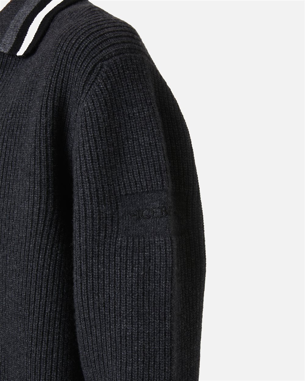 Grey melange wool and nylon polo with striped collar - Iceberg - Official Website