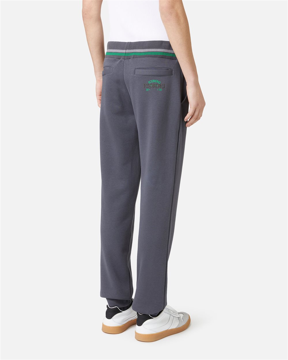 Dark grey sustainable fleece joggers with embossed Iceberg logo - Iceberg - Official Website
