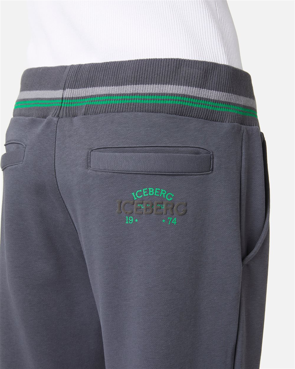 Dark grey sustainable fleece joggers with embossed Iceberg logo - Iceberg - Official Website
