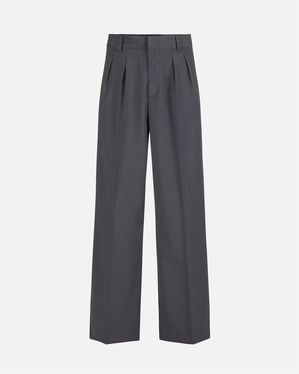 Wide leg trousers in cool wool fabric, dark grey - Iceberg - Official Website