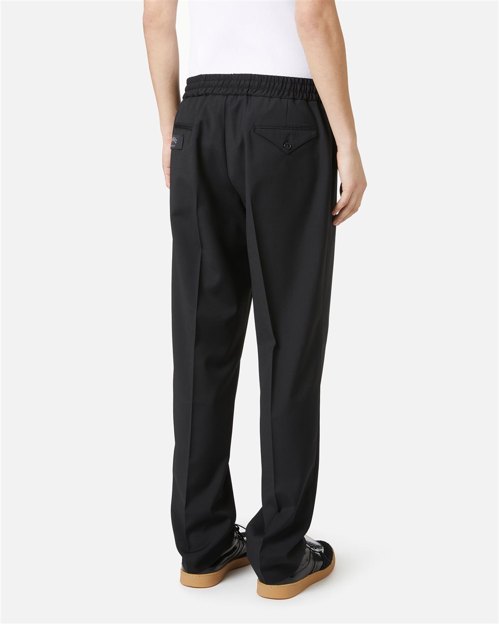Black cool wool fabric trousers with elastic waist - Iceberg - Official Website