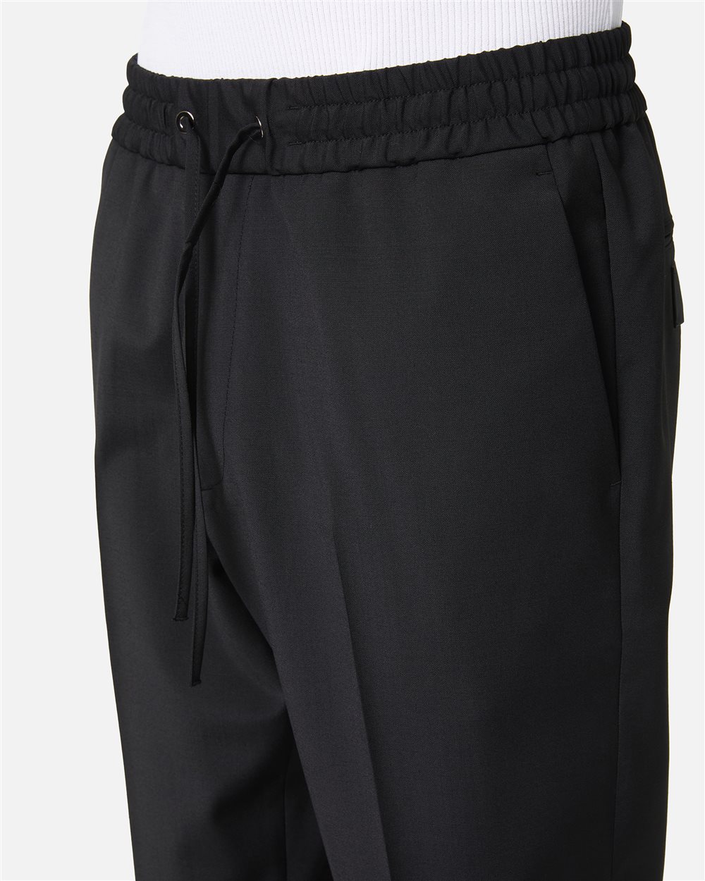 Black cool wool fabric trousers with elastic waist - Iceberg - Official Website
