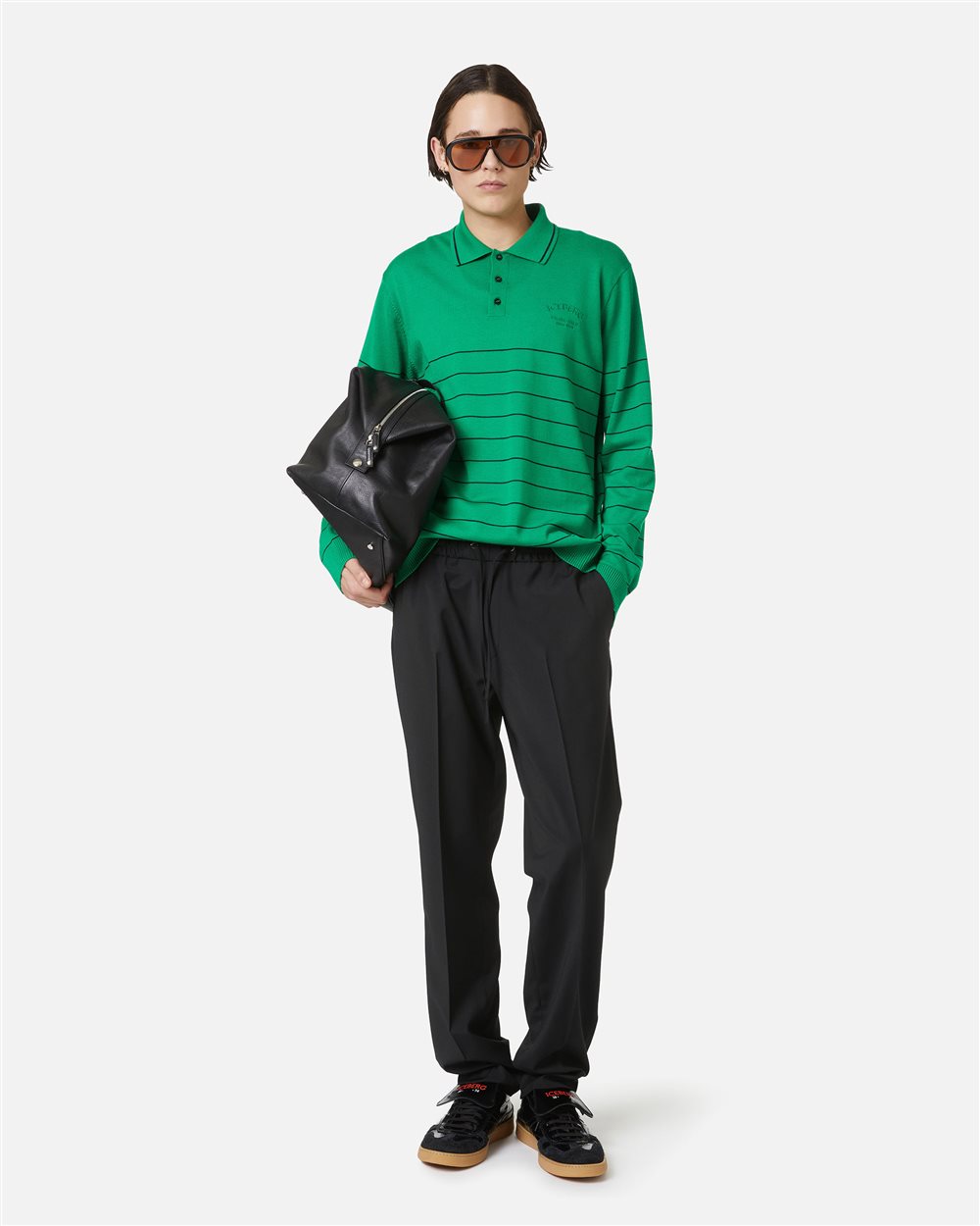 Black cool wool fabric trousers with elastic waist - Iceberg - Official Website