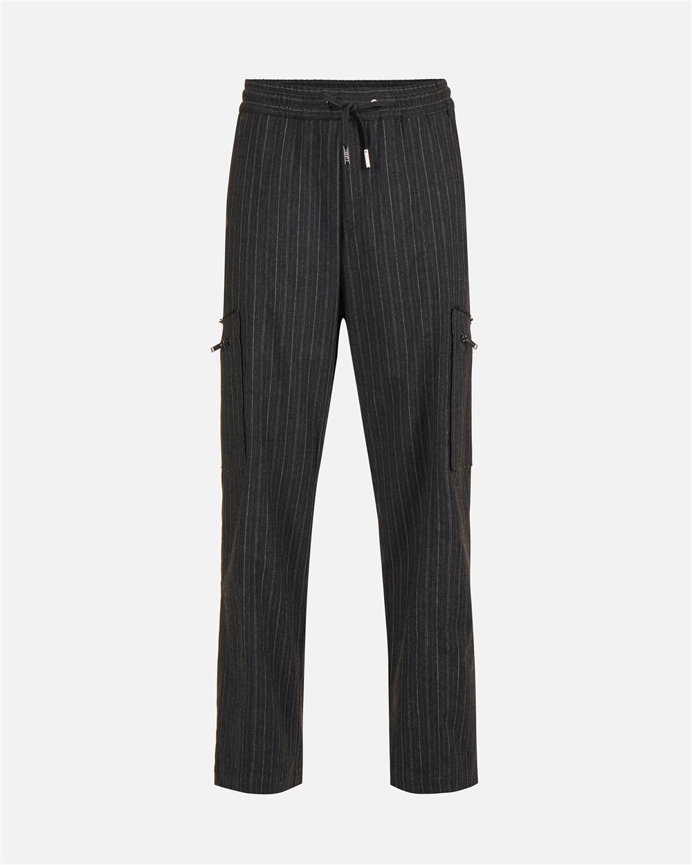 Light grey and navy grey pinstriped cargo fit trousers - Iceberg - Official Website