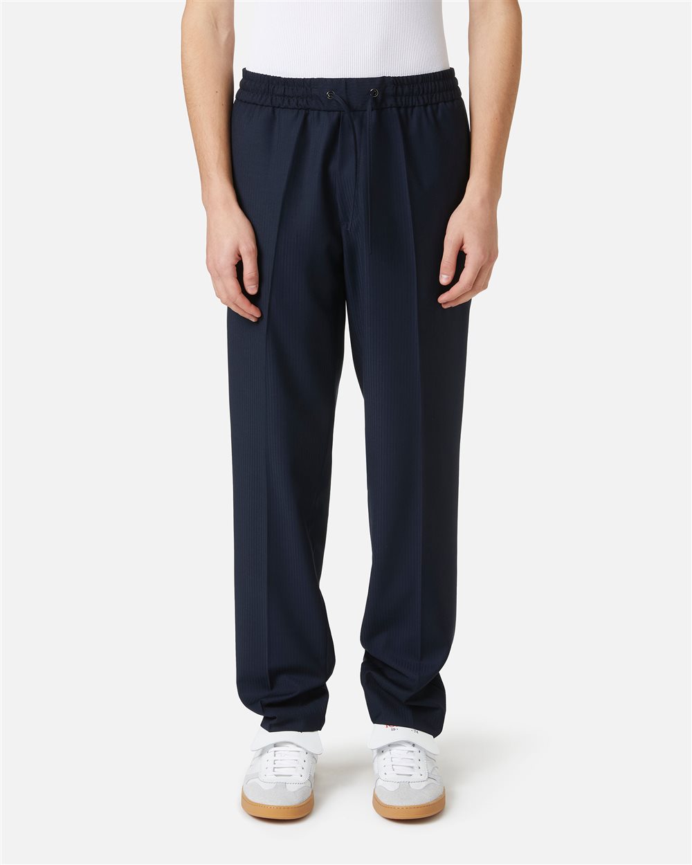 Regular fit blue pinstriped viscose trousers with tailored details - Iceberg - Official Website