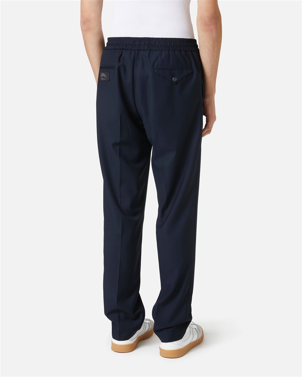 Regular fit blue pinstriped viscose trousers with tailored details - Iceberg - Official Website