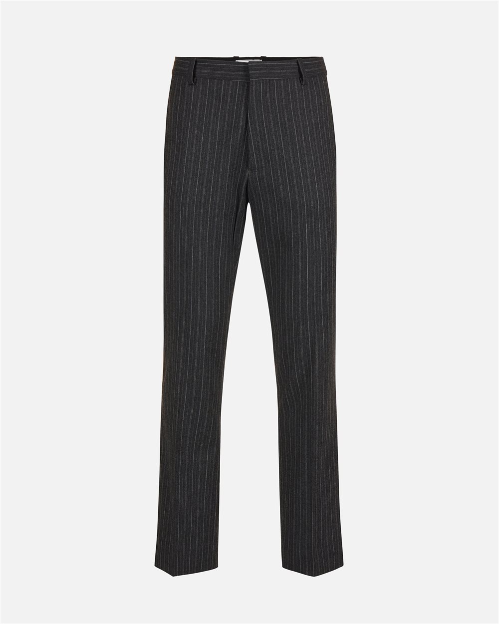 Regular-waisted trousers in cool wool fabric with dark and light grey pinstripe - Iceberg - Official Website
