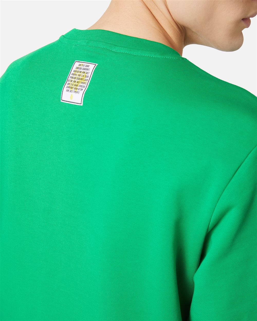 Slim fit crewneck sweatshirt in lettuce green with SpongeBob prints and embroidery - Iceberg - Official Website