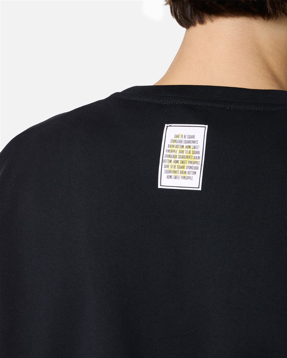 Felpa girocollo slim fit nera con stampe e ricami di SpongeBob - Iceberg - Official Website