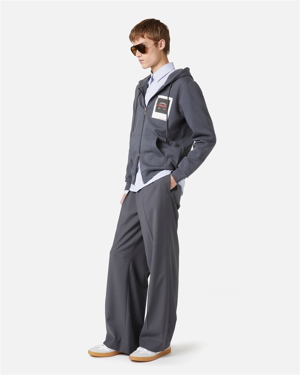 Dark grey hoodie with Milano Polaroid print and logo embroidery - Iceberg - Official Website
