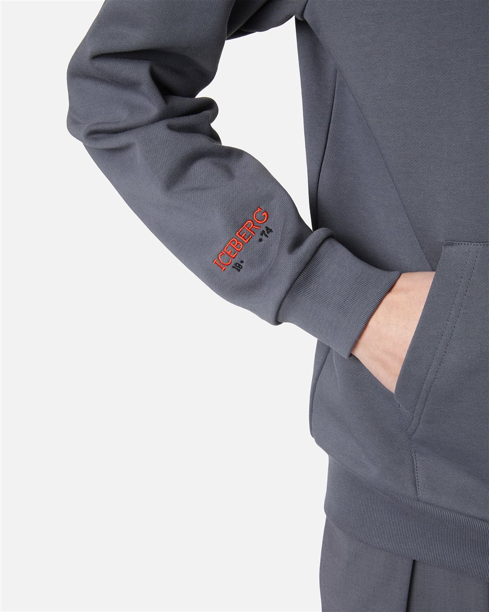 Dark grey hoodie with Milano Polaroid print and logo embroidery - Iceberg - Official Website