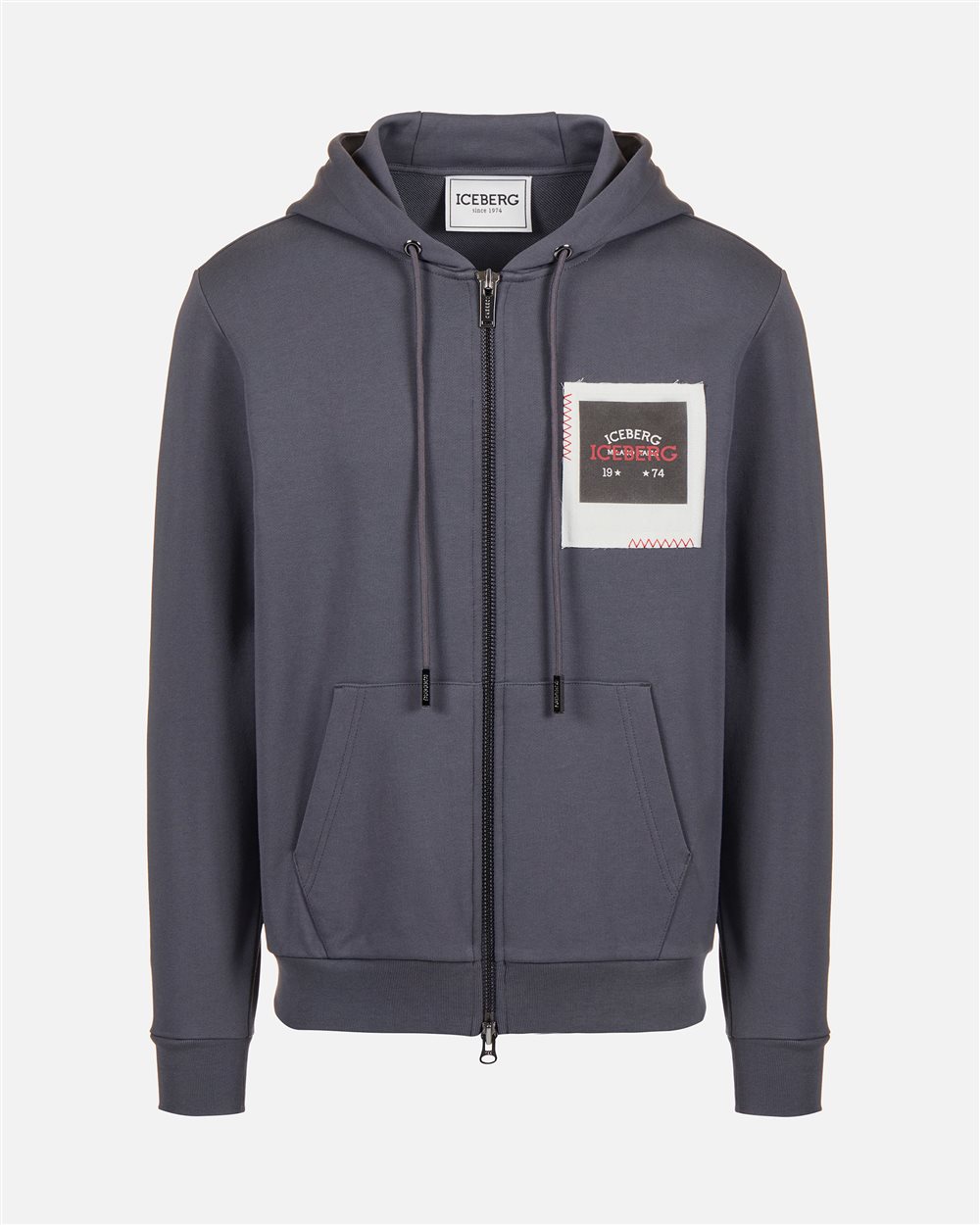 Dark grey hoodie with Milano Polaroid print and logo embroidery - Iceberg - Official Website
