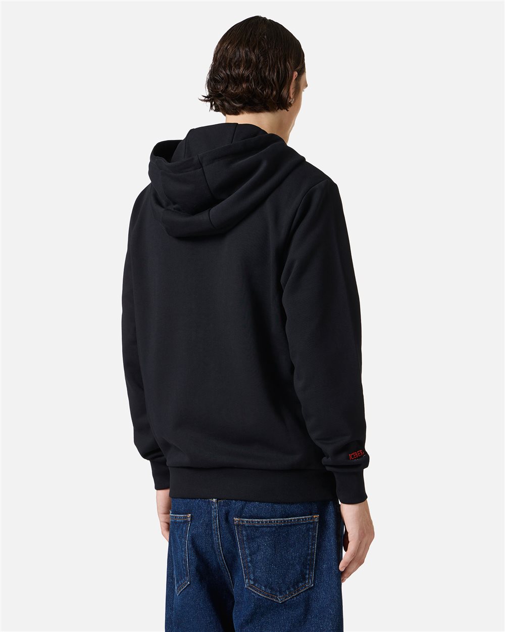 Black hoodie with Milano Polaroid print and logo embroidery - Iceberg - Official Website
