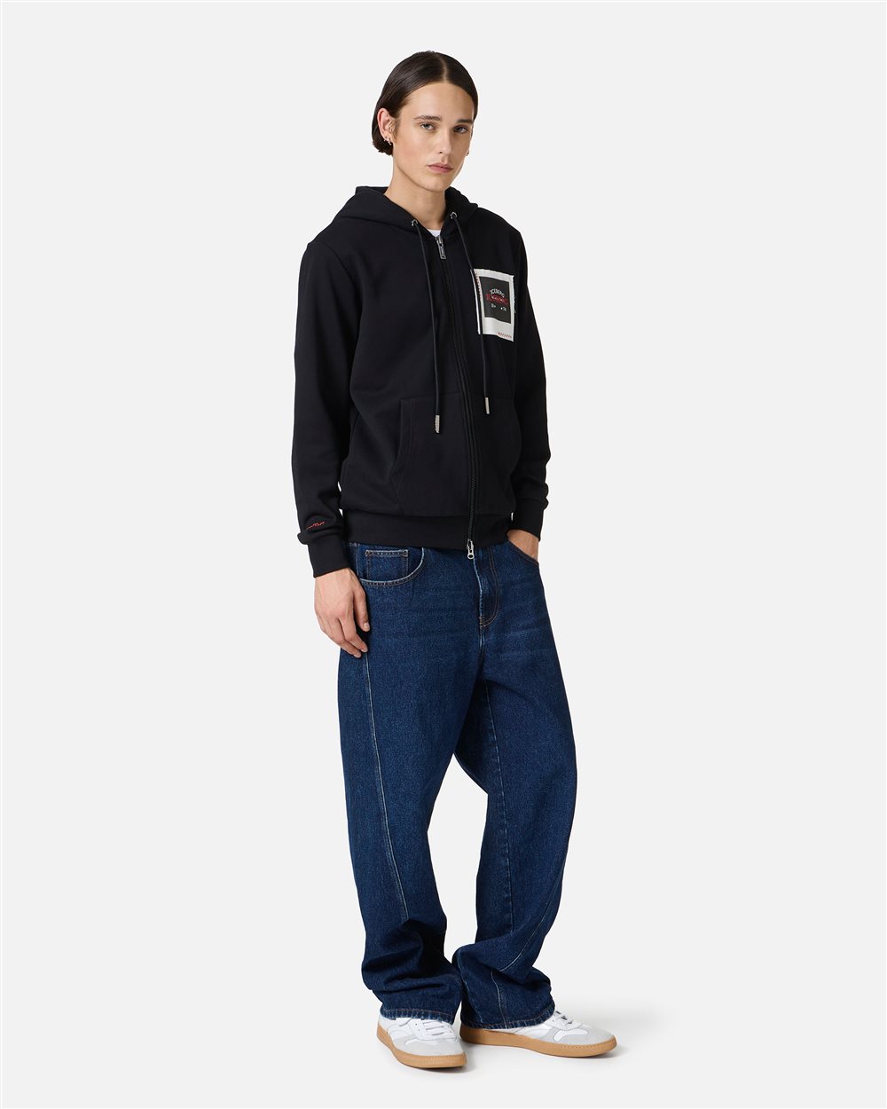 Black hoodie with Milano Polaroid print and logo embroidery - Iceberg - Official Website