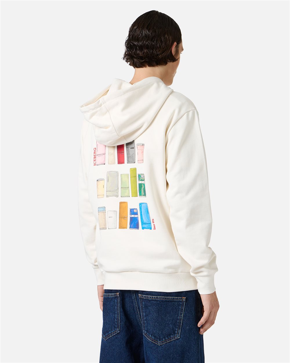 Vanilla hoodie with Milano Polaroid print and logo embroidery - Iceberg - Official Website
