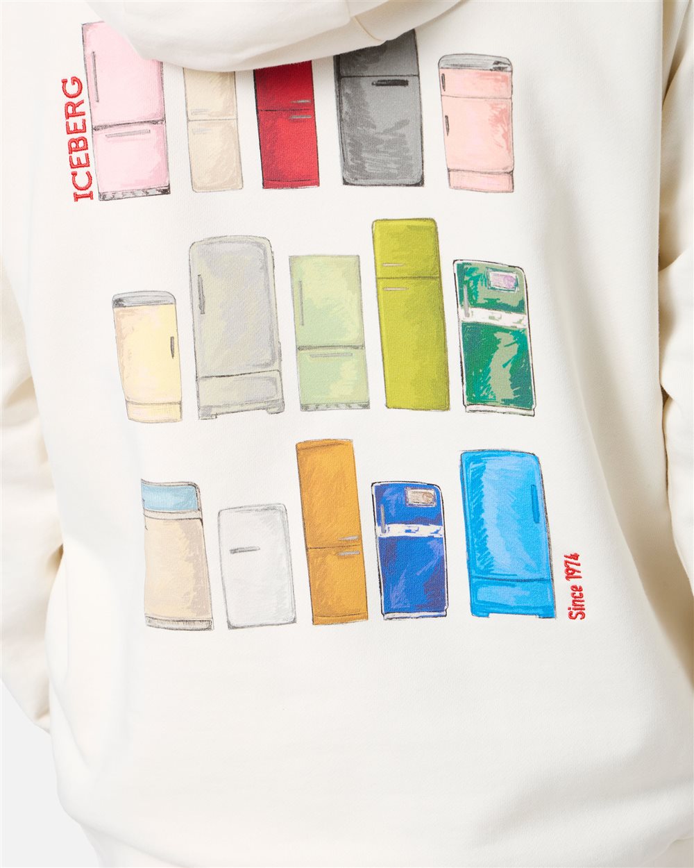 Vanilla hoodie with Milano Polaroid print and logo embroidery - Iceberg - Official Website