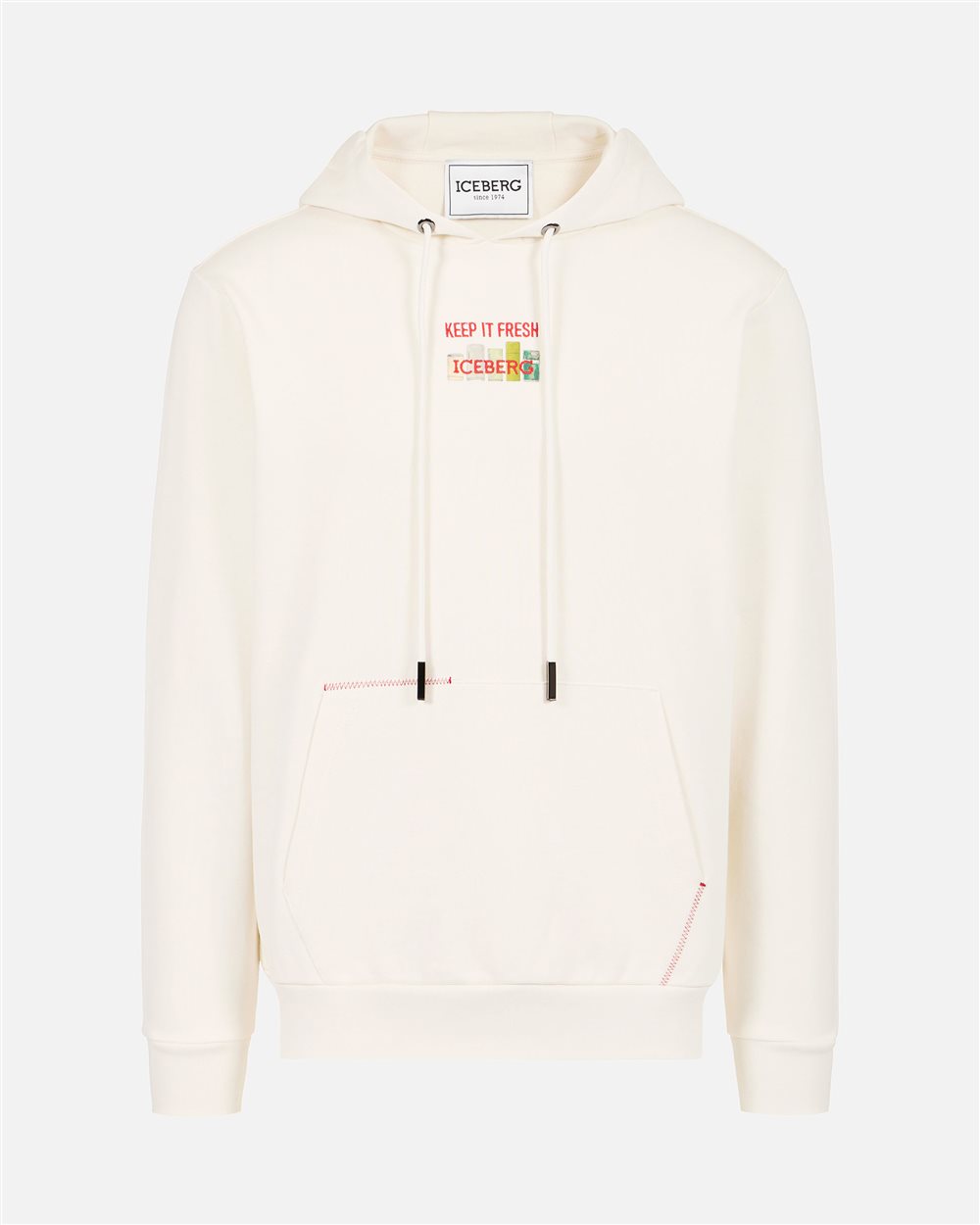 Vanilla hoodie with Milano Polaroid print and logo embroidery - Iceberg - Official Website