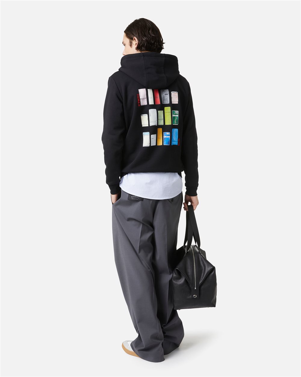 Black slim fit hoodie with Fridge print and Iceberg logo - Iceberg - Official Website