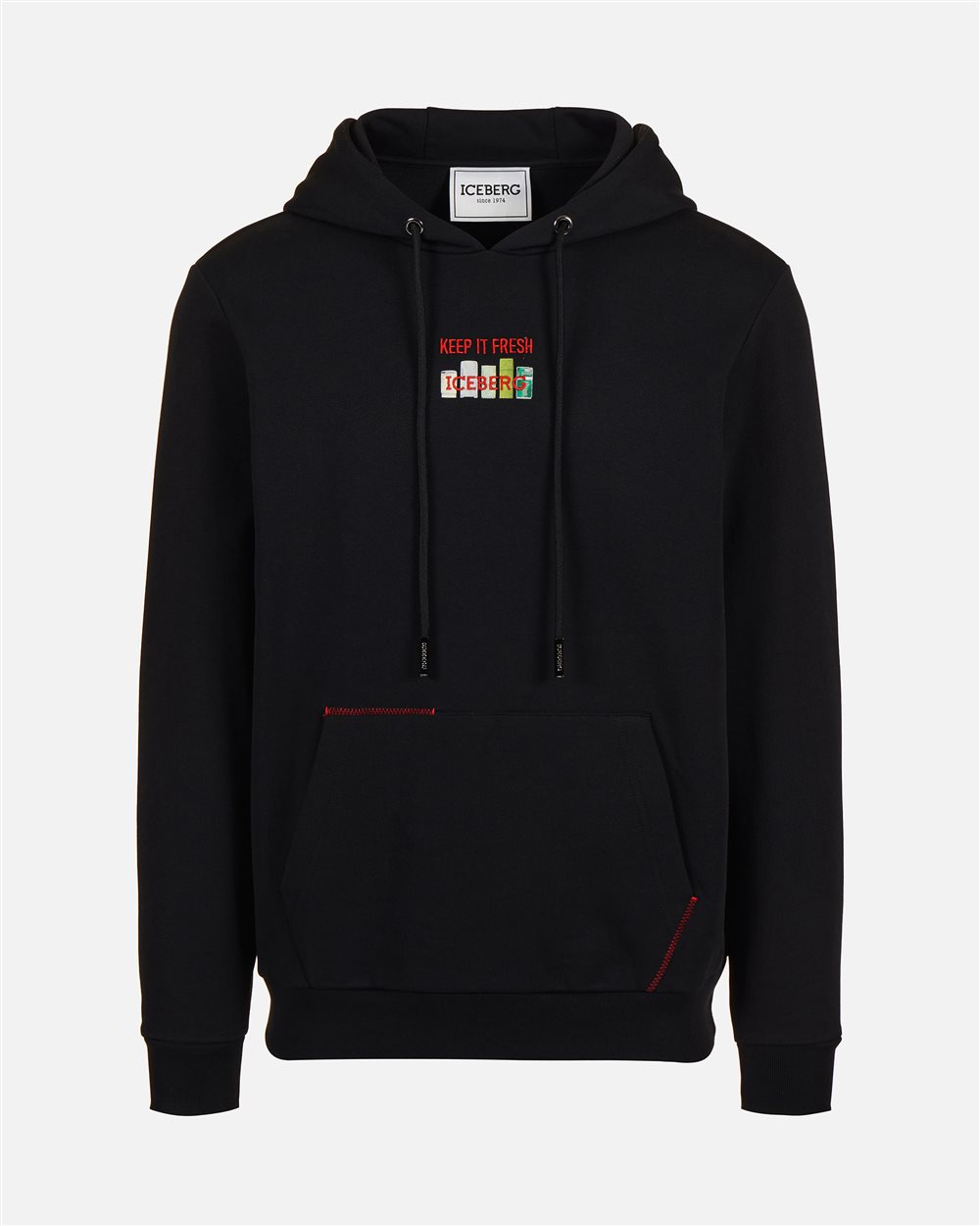 Black slim fit hoodie with Fridge print and Iceberg logo - Iceberg - Official Website