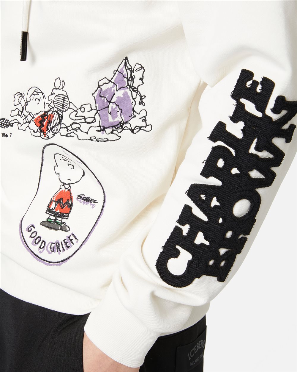 Vanillefarbener Hoodie in schmaler Passform mit Kühlschrank-Print und Iceberg-Logo - Iceberg - Official Website