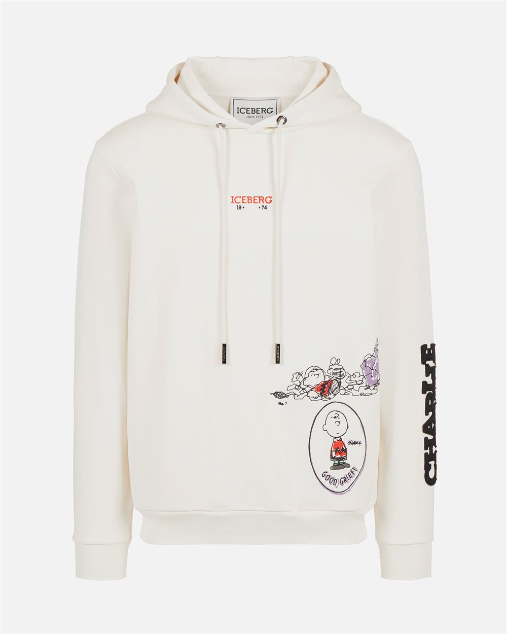Vanillefarbener Hoodie in schmaler Passform mit Kühlschrank-Print und Iceberg-Logo - Iceberg - Official Website