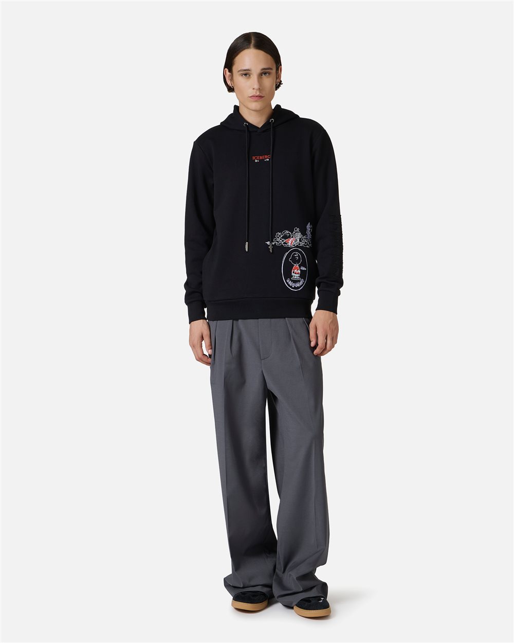 Black slim fit hoodie with Fridge print and Iceberg logo - Iceberg - Official Website