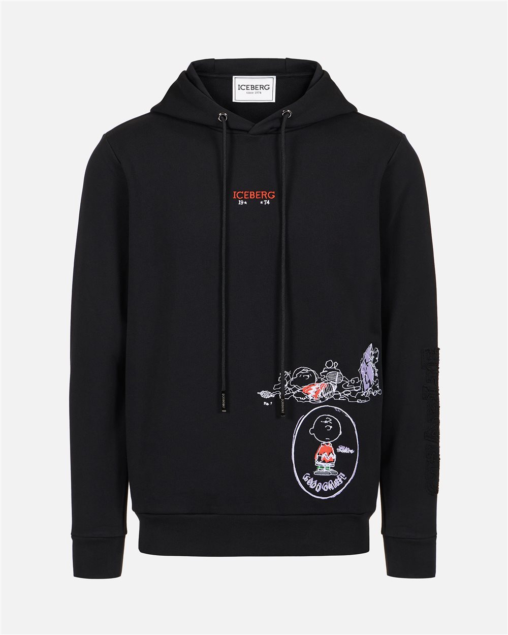 Black slim fit hoodie with Fridge print and Iceberg logo - Iceberg - Official Website