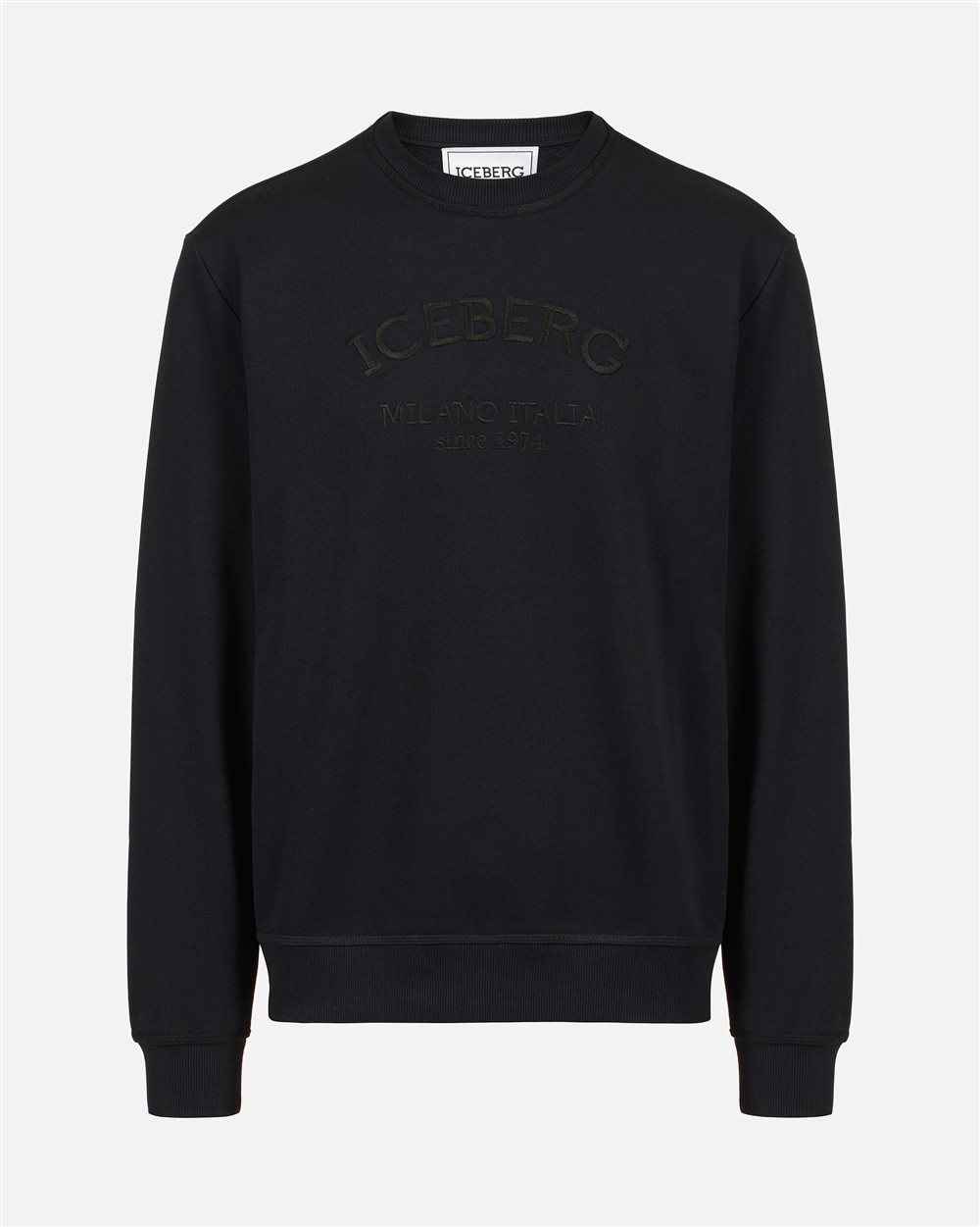 Regular fit black sweatshirt with needle-punched Iceberg logo embroidery - Iceberg - Official Website