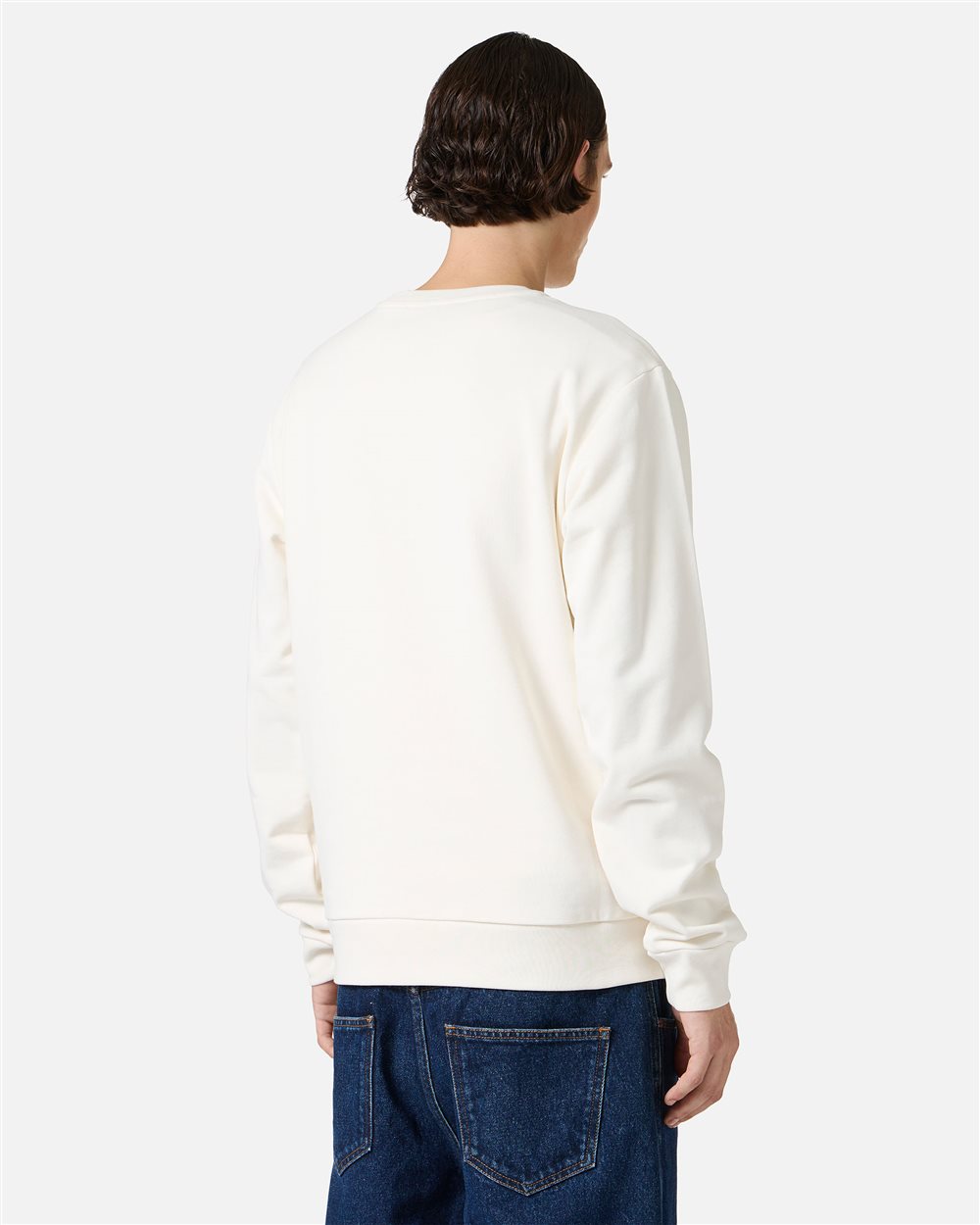 Regular fit vanilla crewneck sweatshirt with embroidered institutional Iceberg logo - Iceberg - Official Website