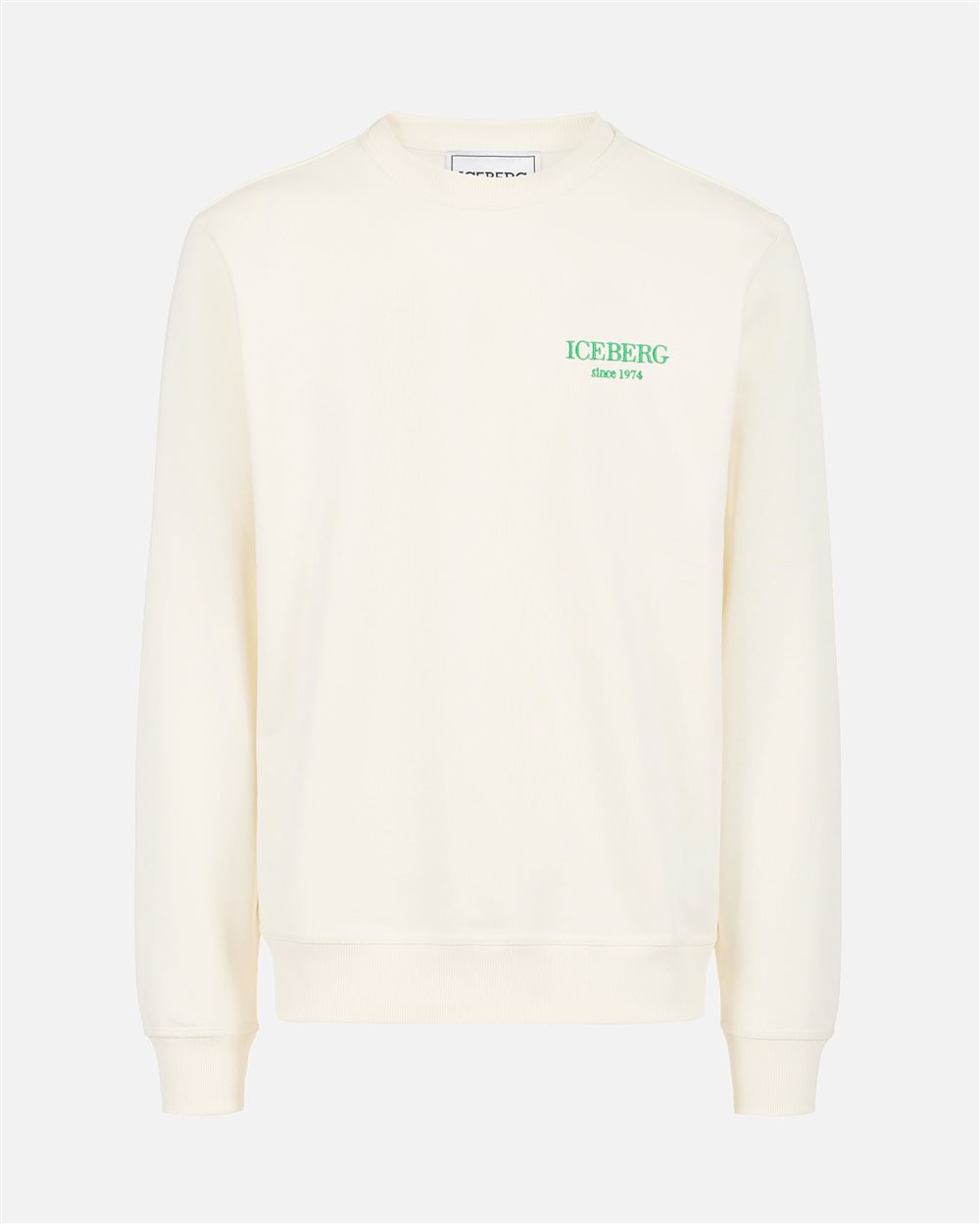 Regular fit vanilla crewneck sweatshirt with embroidered institutional Iceberg logo - Iceberg - Official Website