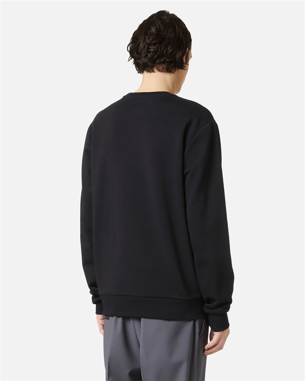 Regular fit black crewneck sweatshirt with embroidered institutional Iceberg logo - Iceberg - Official Website