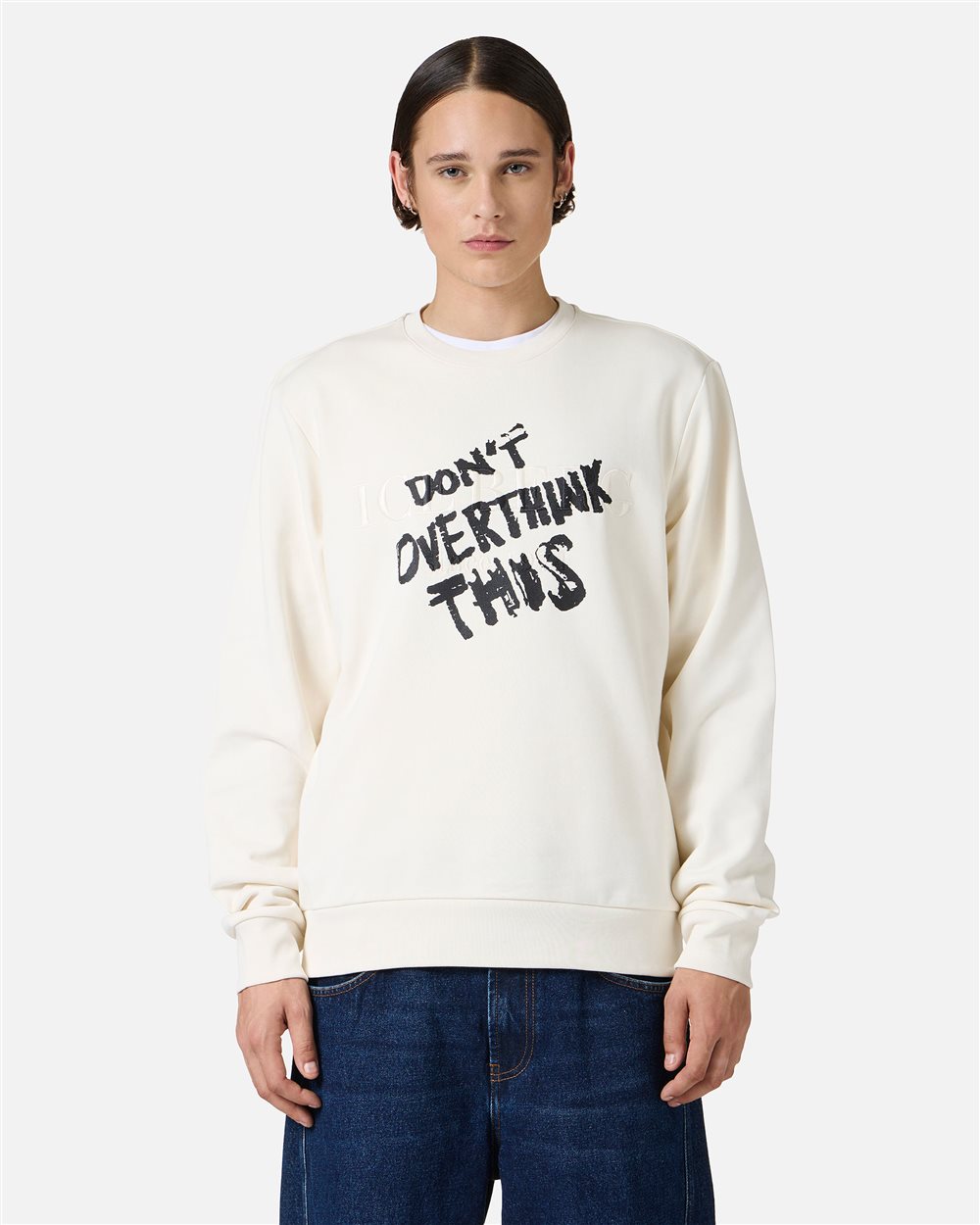 Regular fit crewneck sweatshirt in dark grey with embroidered institutional Iceberg logo - Iceberg - Official Website