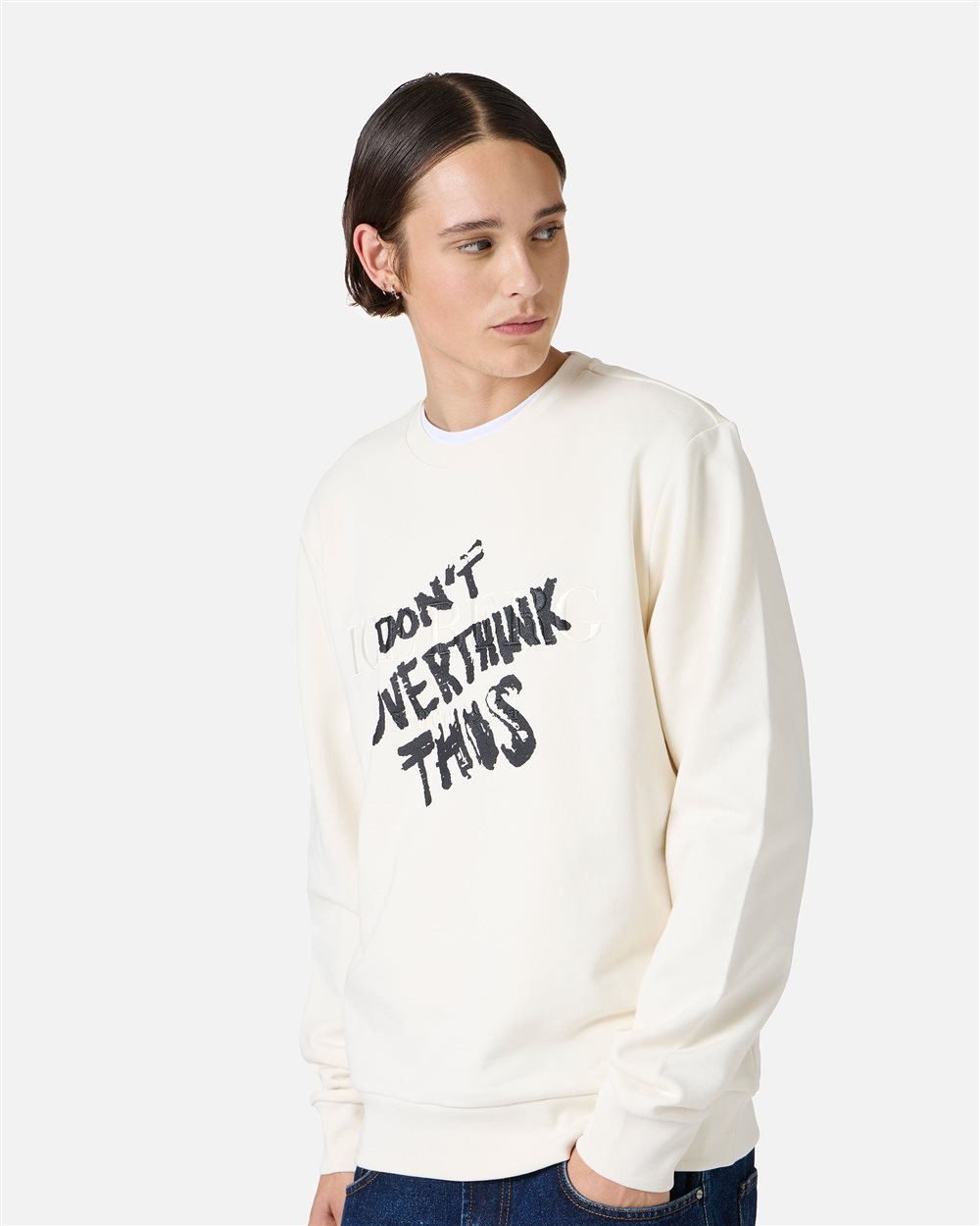 Regular fit crewneck sweatshirt in dark grey with embroidered institutional Iceberg logo - Iceberg - Official Website
