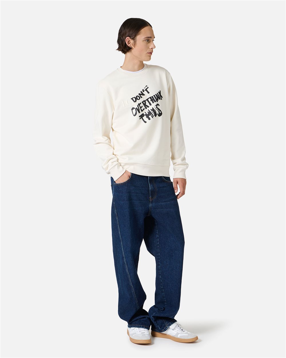 Regular fit crewneck sweatshirt in dark grey with embroidered institutional Iceberg logo - Iceberg - Official Website