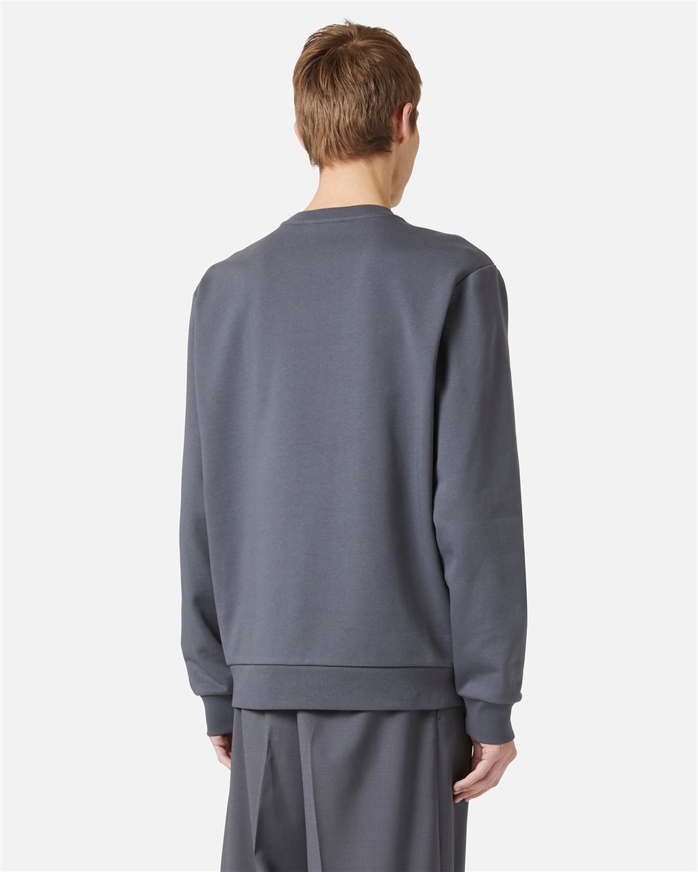 Regular fit crewneck sweatshirt in dark grey with embroidered institutional Iceberg logo - Iceberg - Official Website
