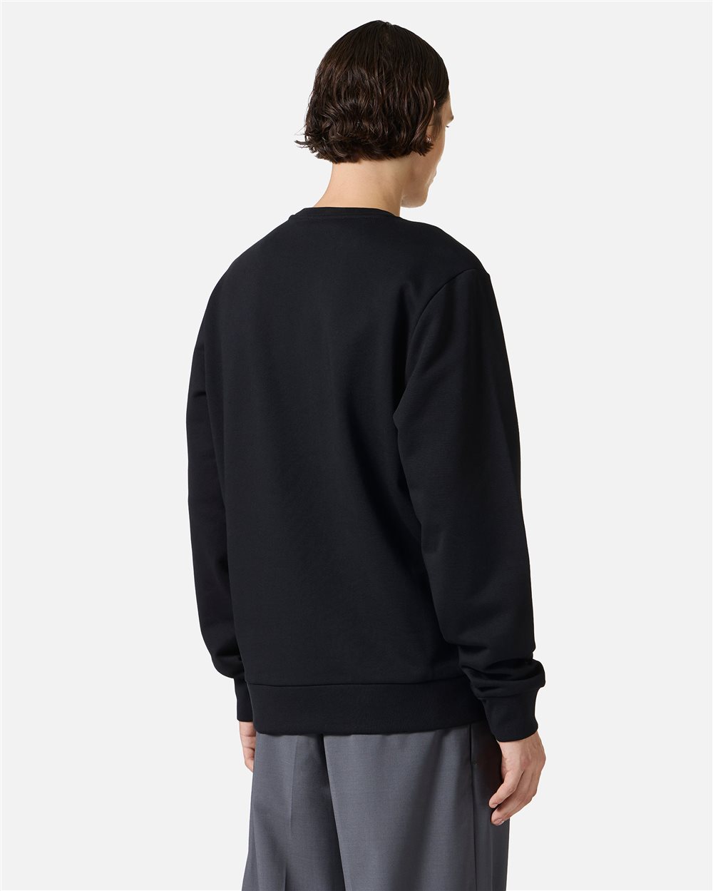 Regular fit black crewneck sweatshirt with embroidered institutional Iceberg logo - Iceberg - Official Website