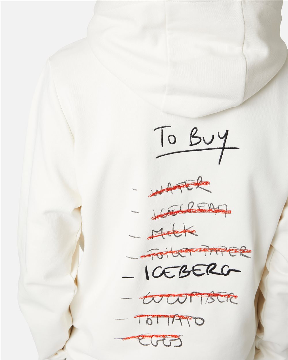 Regular fit vanilla hoodie with Iceberg Shopping List print and embroidery - Iceberg - Official Website