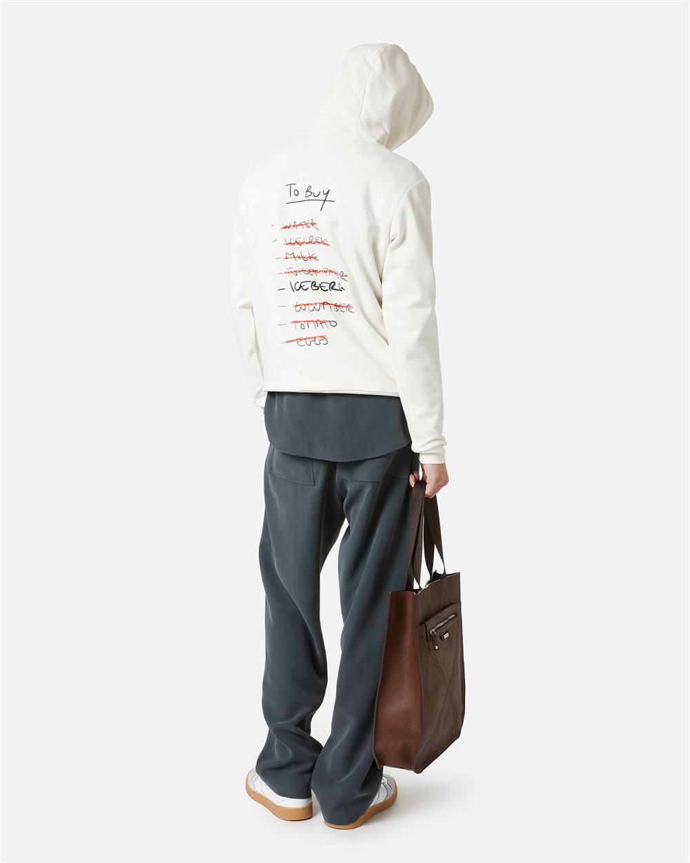 Regular fit vanilla hoodie with Iceberg Shopping List print and embroidery - Iceberg - Official Website