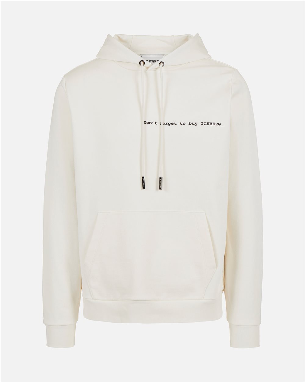 Regular fit vanilla hoodie with Iceberg Shopping List print and embroidery - Iceberg - Official Website