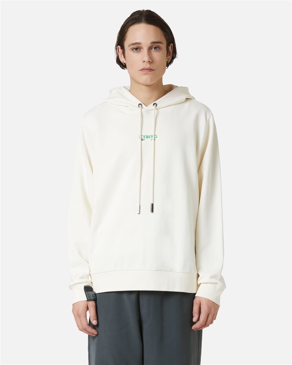 Vanilla sweatshirt with embroidered Iceberg logo and print on the back - Iceberg - Official Website