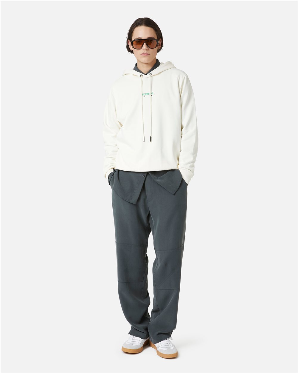 Vanilla sweatshirt with embroidered Iceberg logo and print on the back - Iceberg - Official Website