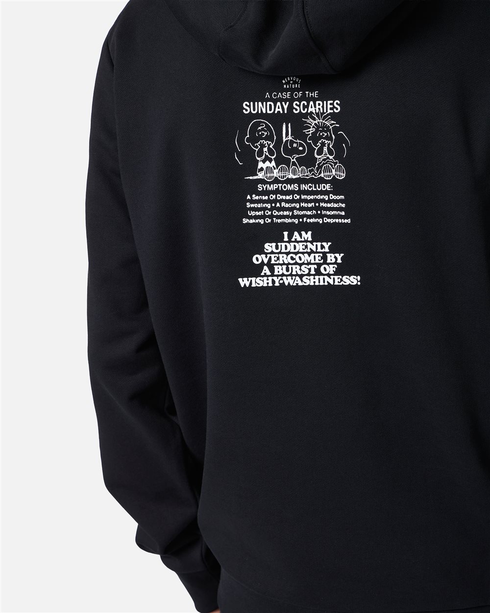 Regular fit black hoodie with print and embroidery in collaboration with Peanuts - Iceberg - Official Website