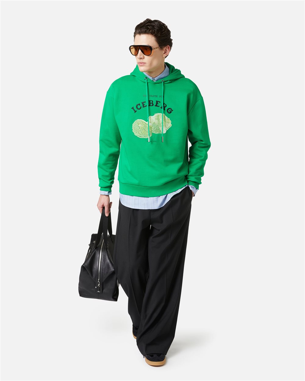 Regular fit lettuce green hoodie with Iceberg Salad print - Iceberg - Official Website